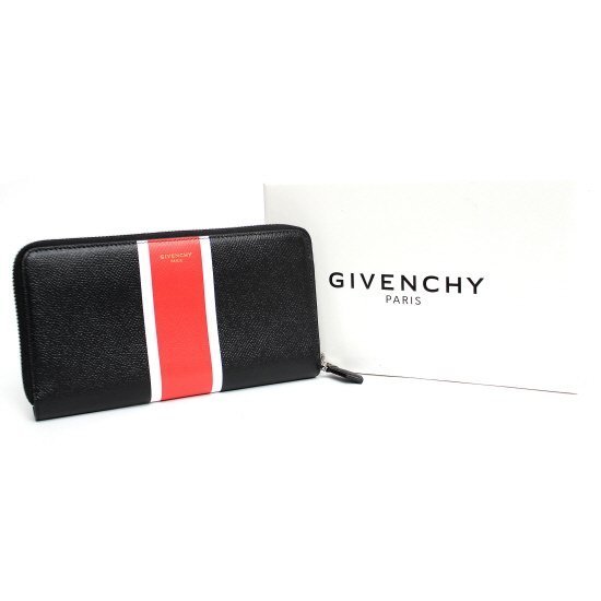 GIVENCHY ジバンシィスーパーコピー 3ラインストライプ ラウンドファスナー長財布 BLACK BK06040